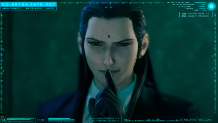 A screen shot of FF7R's Tseng